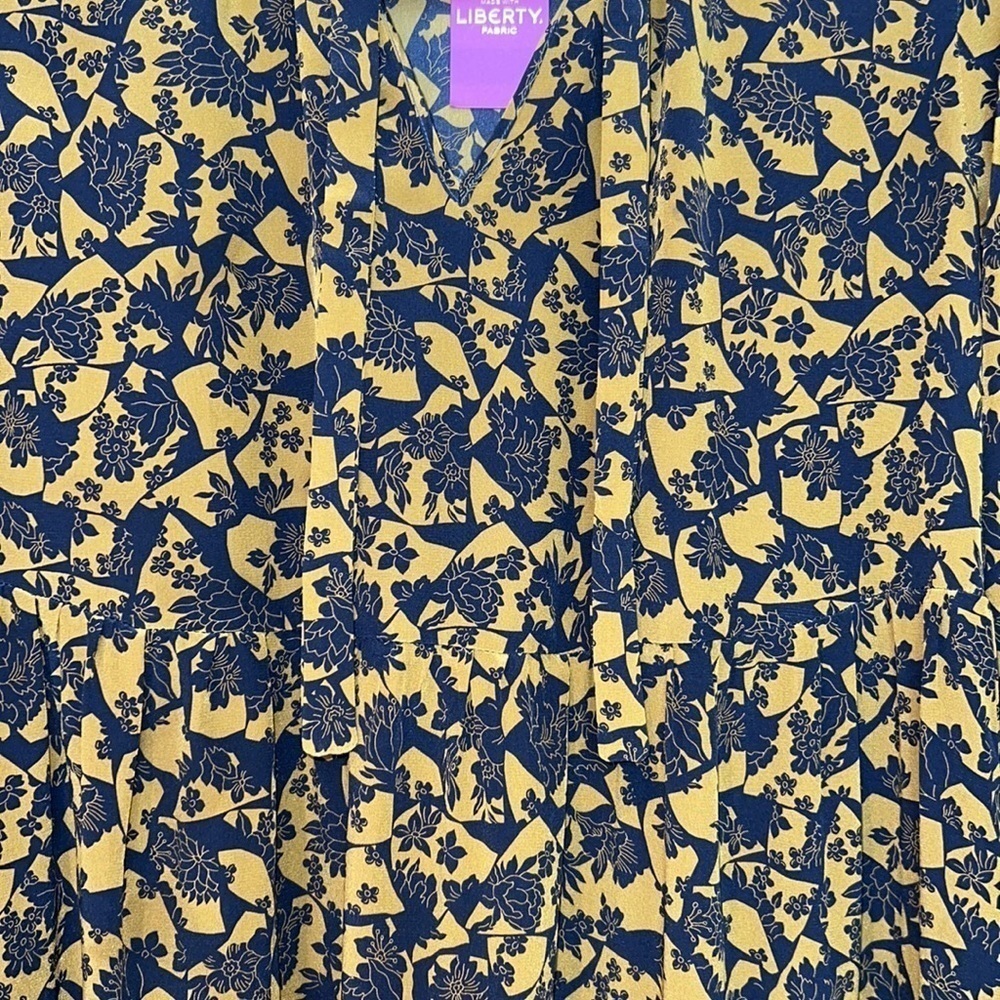NWT Zanetti 1965 Italy Liberty of London Ruffle Tiered Boho Dress Size S Navy - Picture 11 of 15